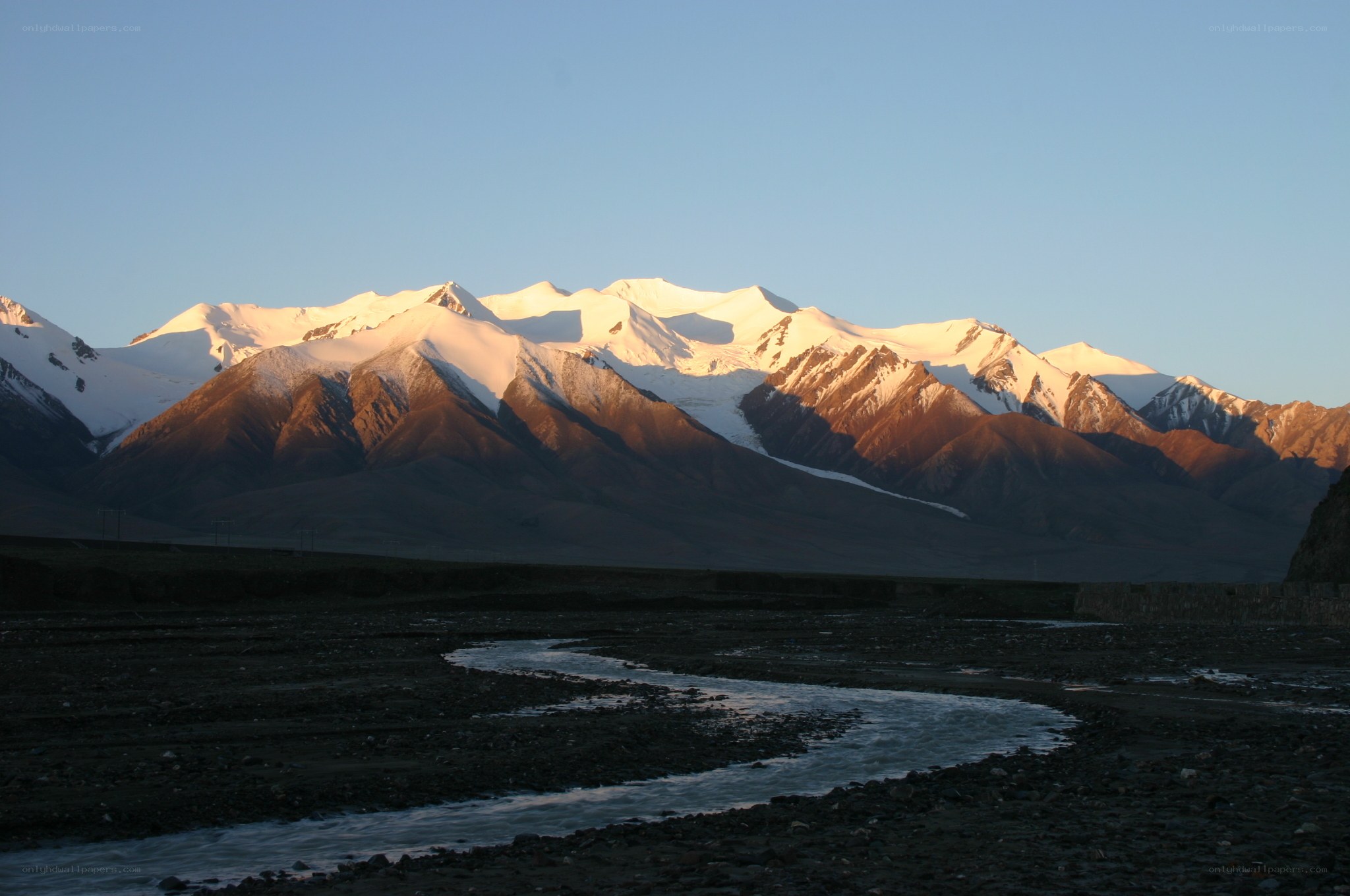 snow-capped mountains at sunrise