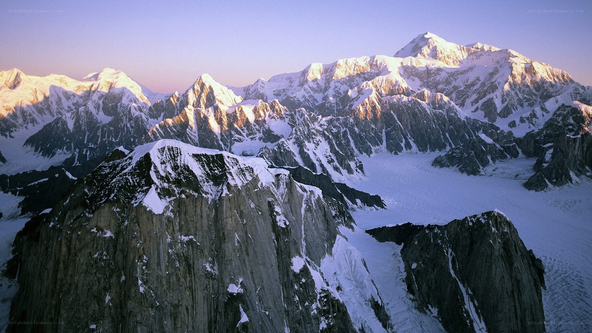 snow-capped mountains at sunrise
