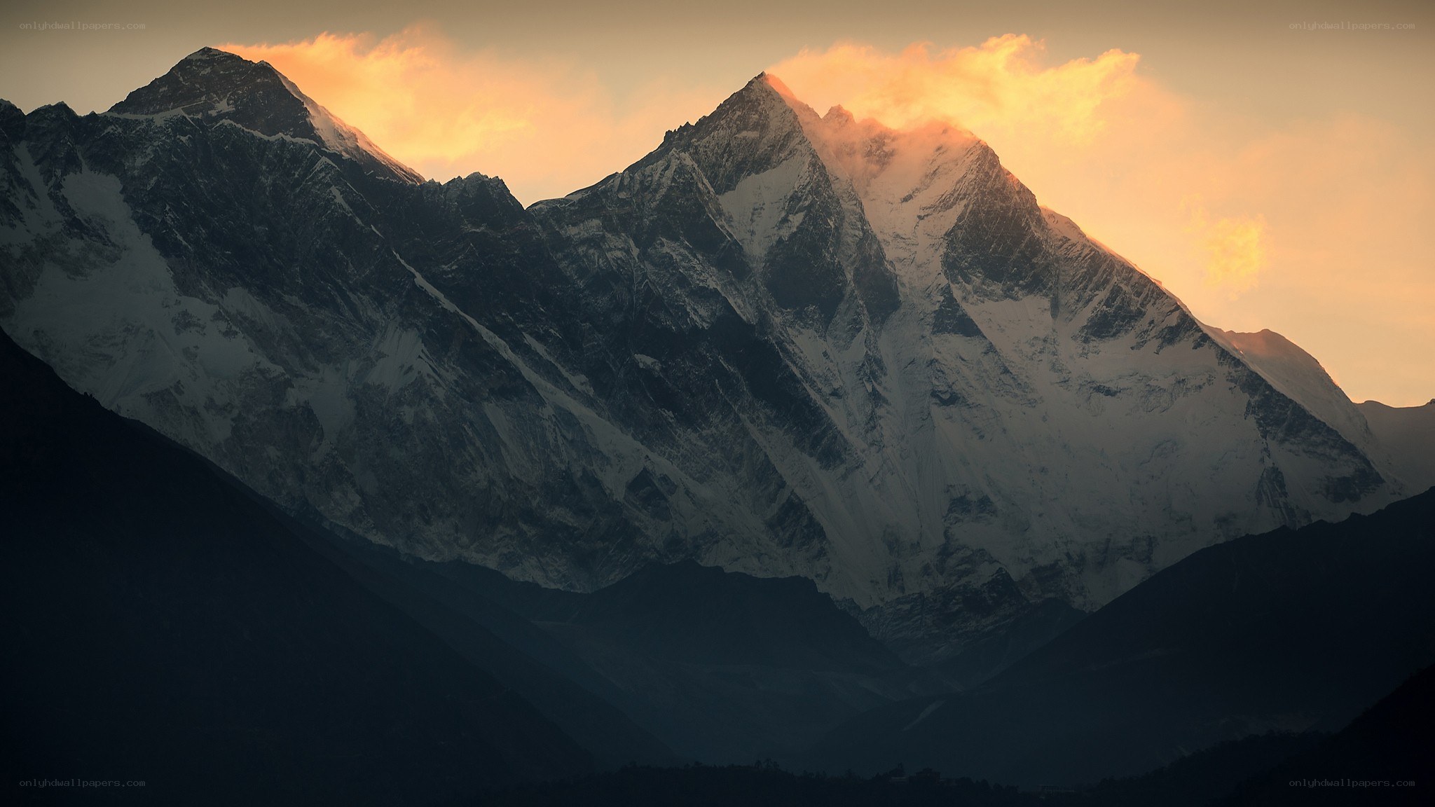 snow-capped mountains at sunrise