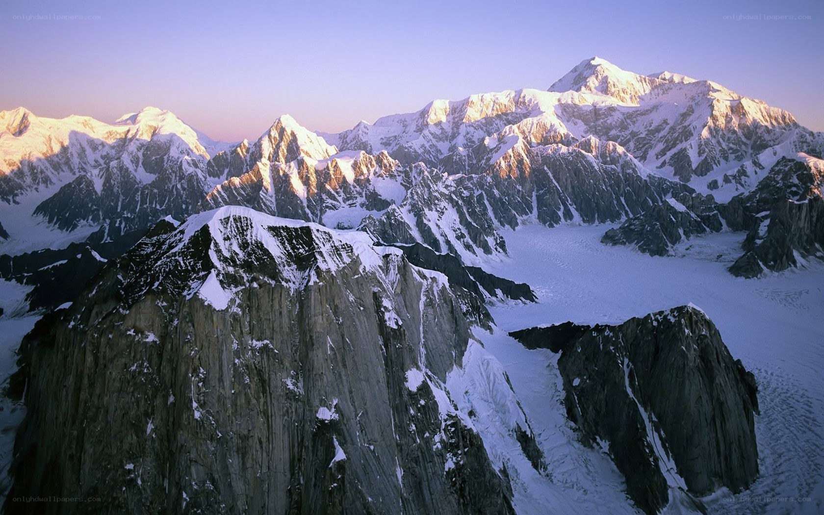 snow-capped mountains at sunrise