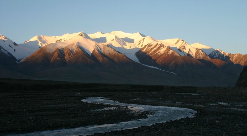 snow-capped mountains at sunrise
