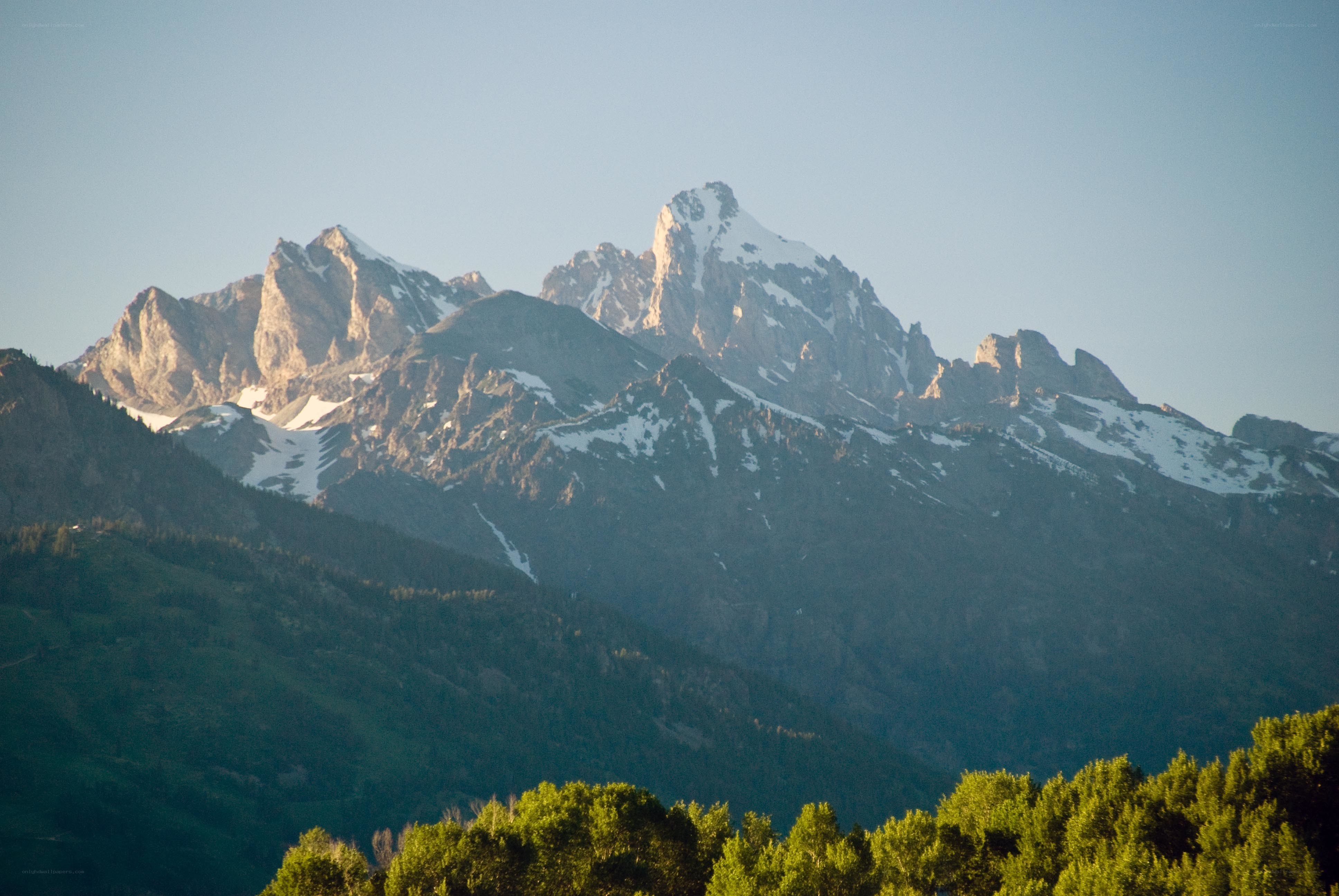 snow-capped mountains at sunrise