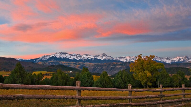 Snow-capped Mountains at Sunset — Pink