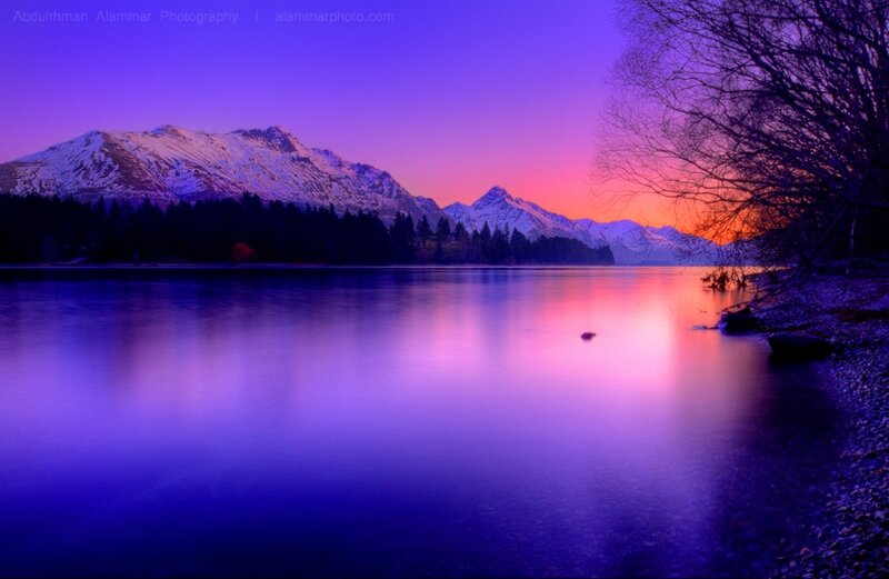 Snow-capped Mountains at Sunset — Purple