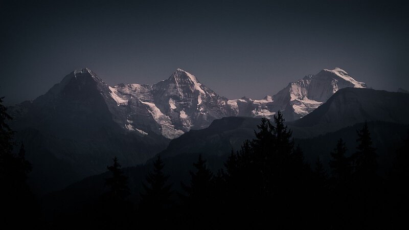 Snow-capped Mountains — Black, Dramatic, Night