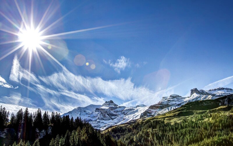 Snow-capped Mountains — Blue, Bright