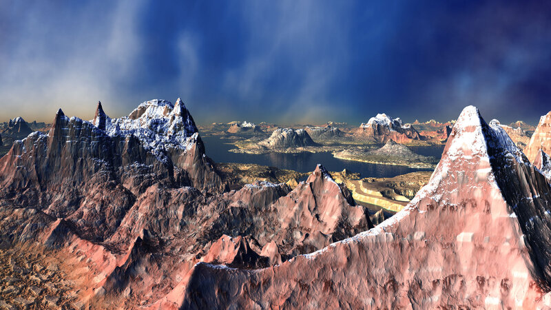 Snow-capped Mountains — Blue, Dramatic, 3d Render