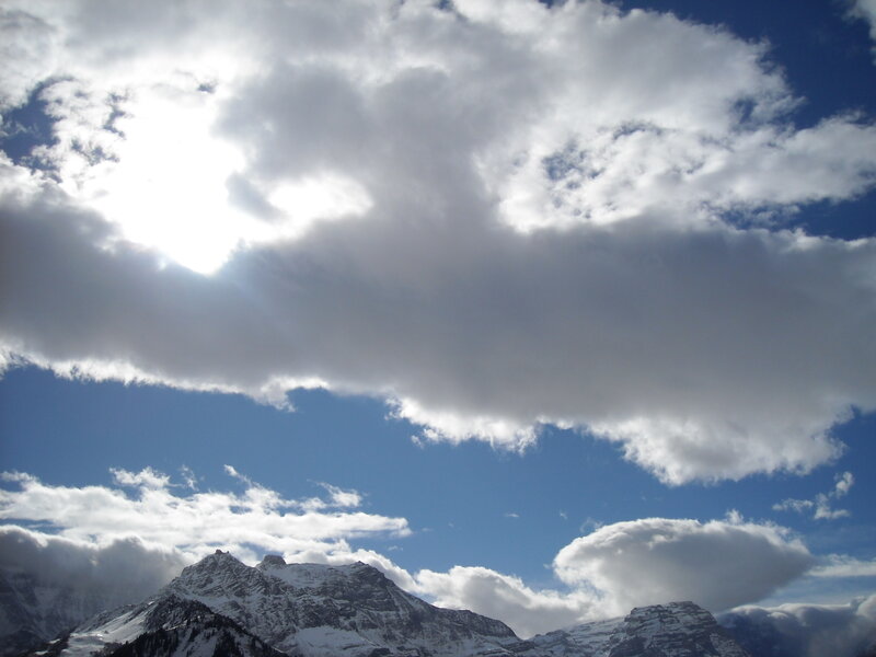 Snow-capped Mountains — Blue, Dramatic, Afternoon, Photograph, Clouds, Sun