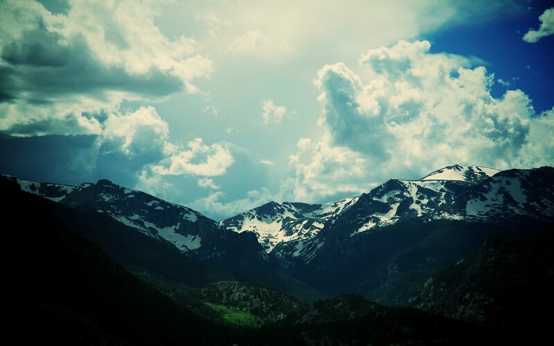 Snow-capped Mountains — Blue, Dramatic, Afternoon, Photograph, Clouds, Valley, Trees