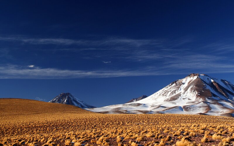 Snow-capped Mountains — Blue, Dramatic, Afternoon, Photograph, Desert, Sky