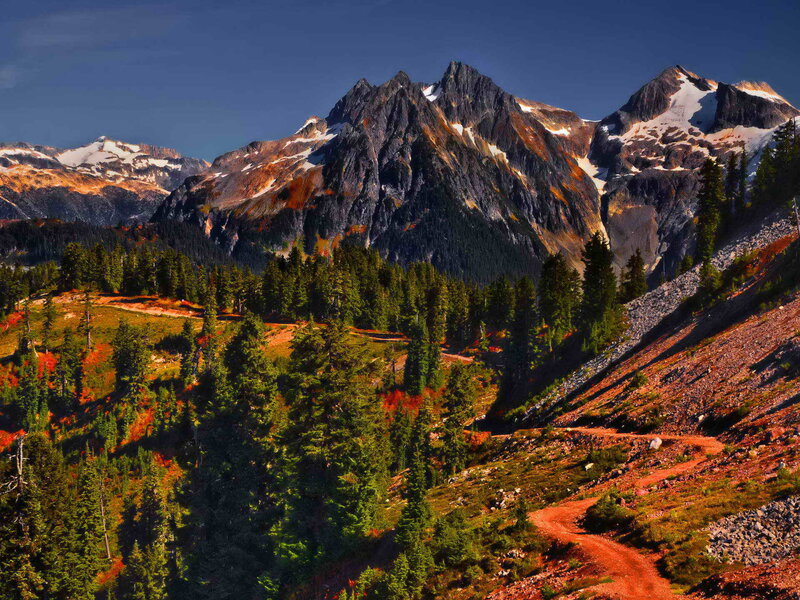 Snow-capped Mountains — Blue, Dramatic, Afternoon, Photograph, Forest