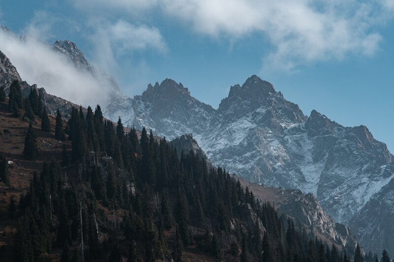 Snow-capped Mountains — Blue, Dramatic, Afternoon, Photograph, Forests, Clouds