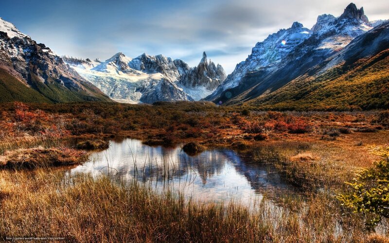 Snow-capped Mountains — Blue, Dramatic, Afternoon, Photograph, Lake, Glacier