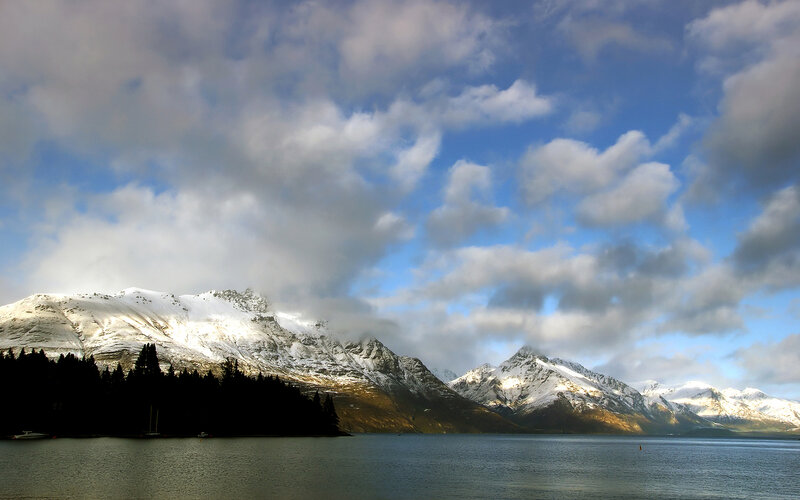 Snow-capped Mountains — Blue, Dramatic, Afternoon, Photograph, Lake