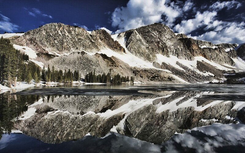 Snow-capped Mountains — Blue, Dramatic, Afternoon, Photograph, Lake, Trees
