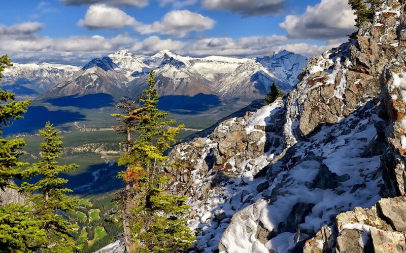 Snow-capped Mountains — Blue, Dramatic, Afternoon, Photograph, Pine Trees
