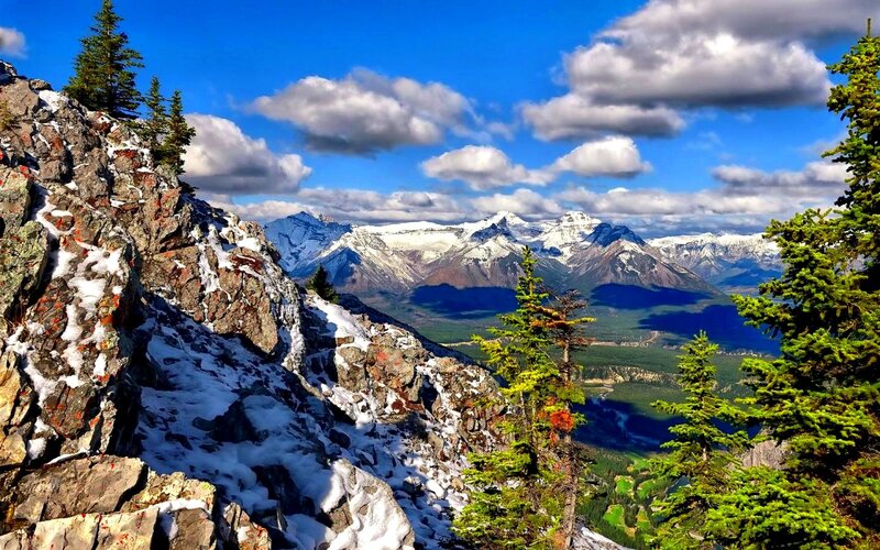Snow-capped Mountains — Blue, Dramatic, Afternoon, Photograph, Rocky Cliff