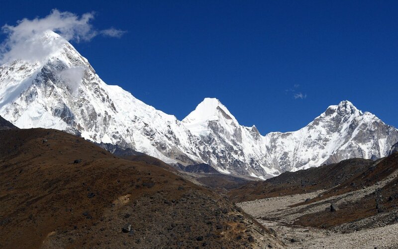 Snow-capped Mountains — Blue, Dramatic, Afternoon, Photograph, Sky, Rocks