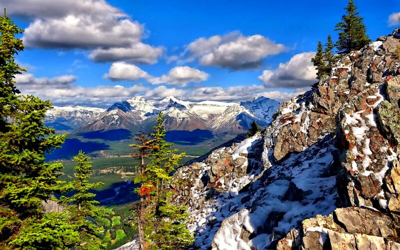 Snow-capped Mountains — Blue, Dramatic, Afternoon, Photograph, Trees