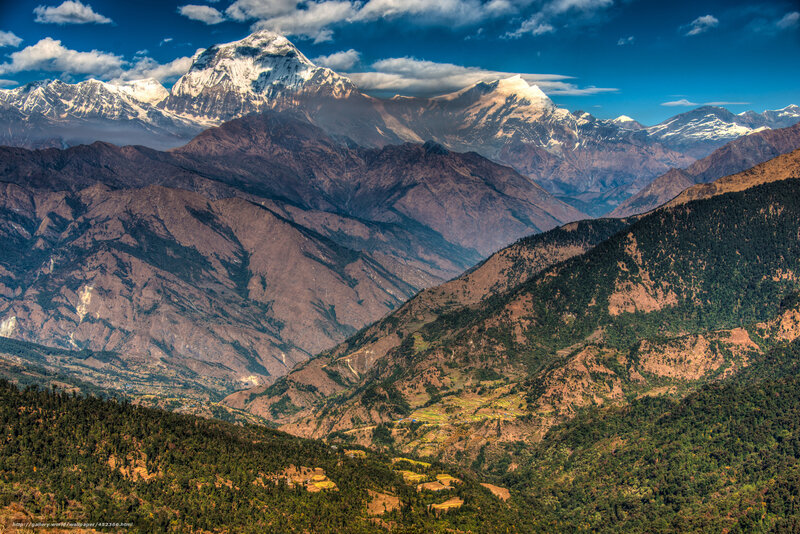 Snow-capped Mountains — Blue, Dramatic, Afternoon, Photograph, Valley, Clouds, Forests