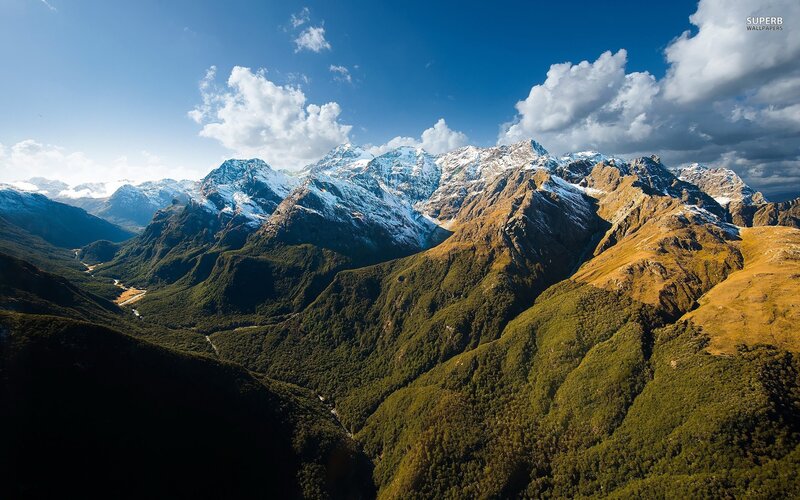 Snow-capped Mountains — Blue, Dramatic, Afternoon, Photograph, Valley, Clouds