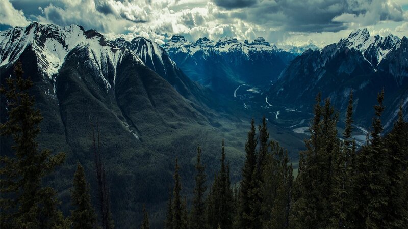 Snow-capped Mountains — Blue, Dramatic, Afternoon, Photograph, Valley, River