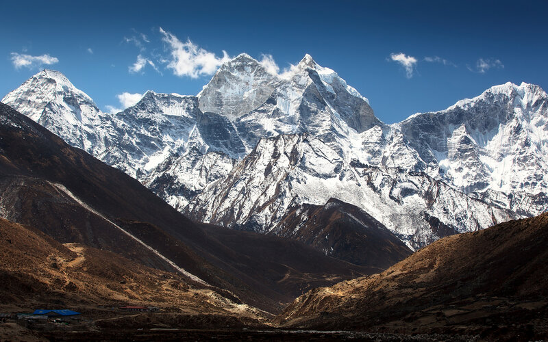 Snow-capped Mountains — Blue, Dramatic, Afternoon, Photograph, Valley