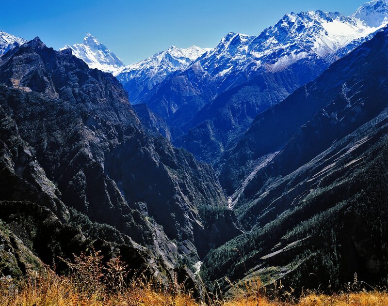 Snow-capped Mountains — Blue, Dramatic, Afternoon, Photograph, Valley, Trees
