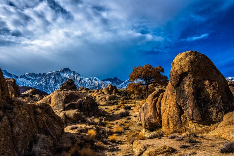 Snow-capped Mountains — Blue, Dramatic, Autumn, Photograph, Rocks