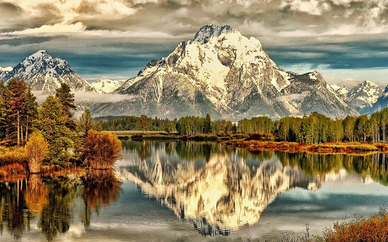 Snow-capped Mountains — Blue, Dramatic, Autumn, Photograph