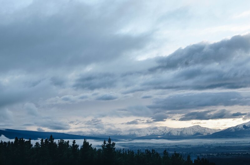 Snow-capped Mountains — Blue, Dramatic, Morning, Photograph, Clouds, Forest