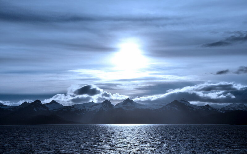 Snow-capped Mountains — Blue, Dramatic, Night, Photograph, Sea