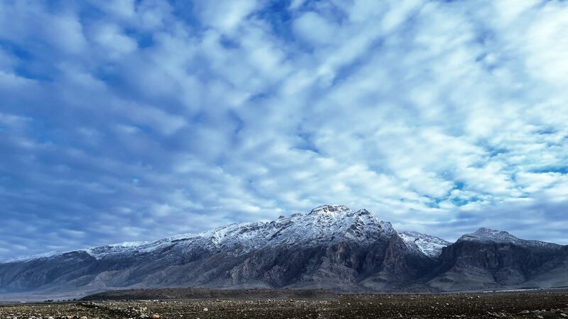 Snow-capped Mountains — Blue, Dramatic, Photograph, Clouds, Desert