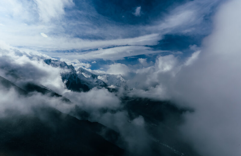 Snow-capped Mountains — Blue, Dramatic, Photograph, Clouds, Sky