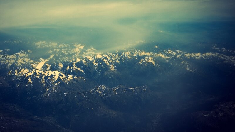 Snow-capped Mountains — Blue, Dramatic, Photograph, Clouds, Snow
