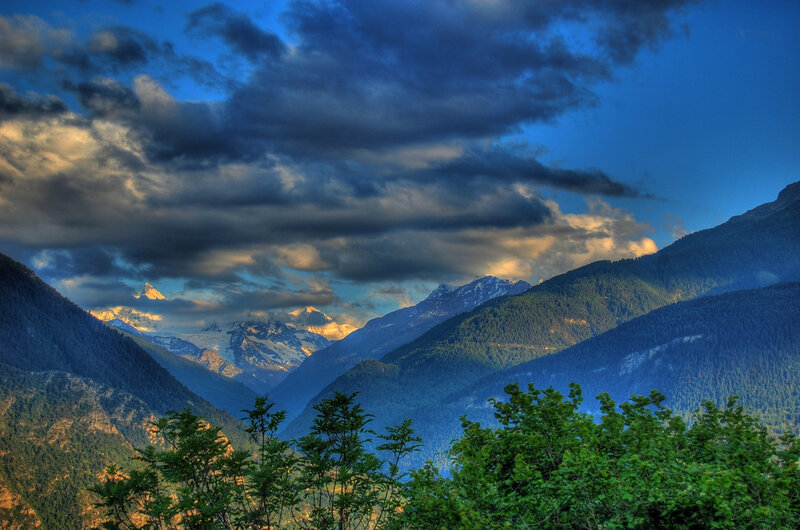 Snow-capped Mountains — Blue, Dramatic, Sunrise, Photograph, Clouds