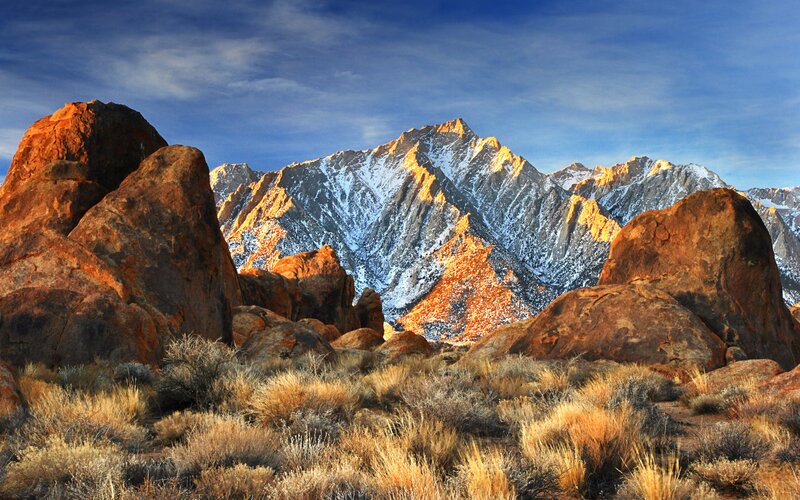 Snow-capped Mountains — Blue, Dramatic, Sunrise, Photograph, Rocks