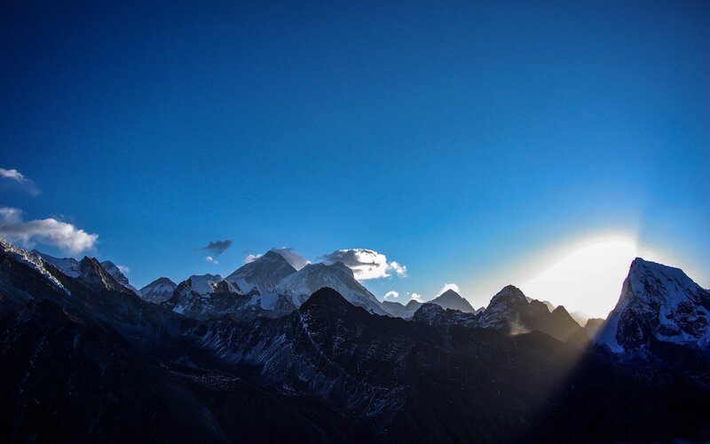 Snow-capped Mountains — Blue, Dramatic, Sunrise, Photograph, Sky, Sun