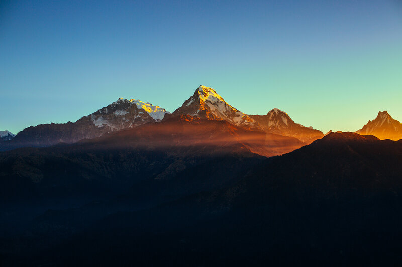 Snow-capped Mountains — Blue, Dramatic, Sunrise, Photograph, Sky, Sunlight