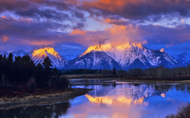 Snow-capped Mountains — Blue, Dramatic, Sunrise, Photograph