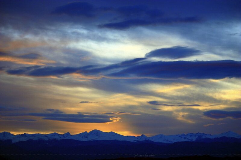 Snow-capped Mountains — Blue, Dramatic, Sunset, Photograph, Clouds, Sky