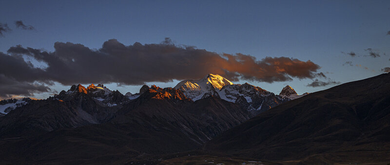 Snow-capped Mountains — Blue, Dramatic, Sunset, Photograph, Clouds, Sunlight