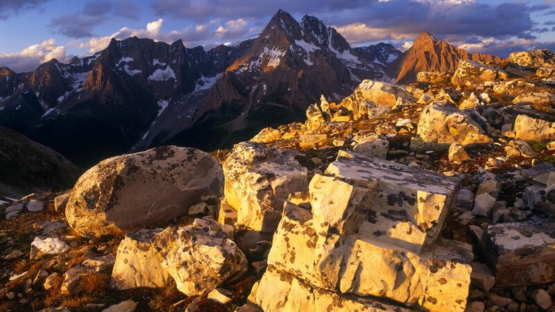 Snow-capped Mountains — Blue, Dramatic, Sunset, Photograph, Rocks, Sky