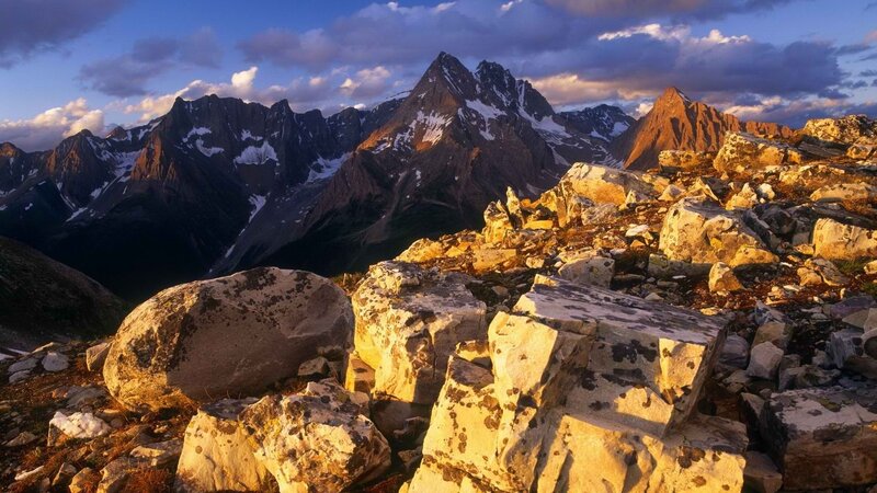 Snow-capped Mountains — Blue, Dramatic, Sunset, Photograph, Rocks