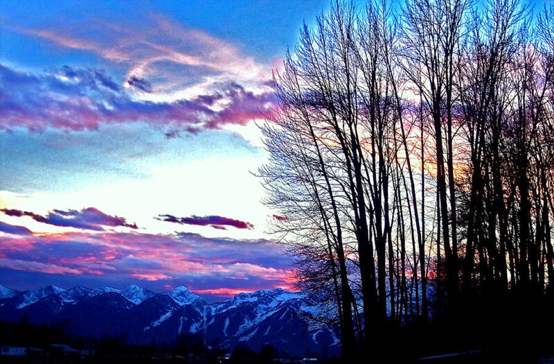 Snow-capped Mountains — Blue, Dramatic, Sunset, Photograph, Trees