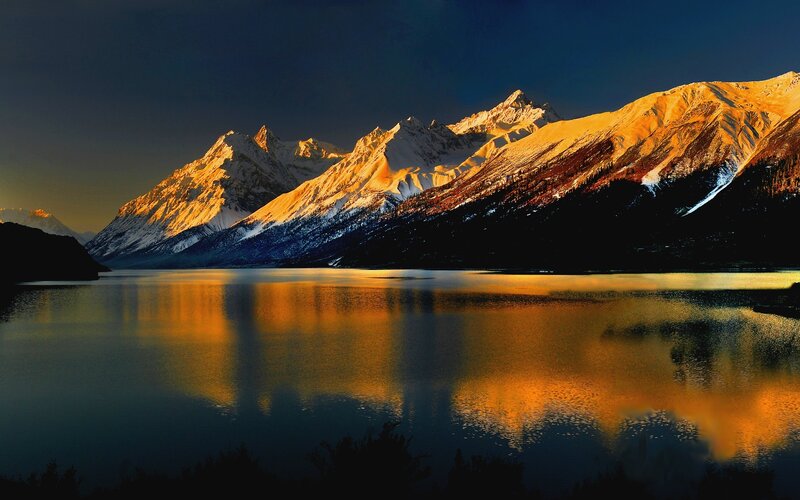 Snow-capped Mountains — Blue, Dramatic, Sunset