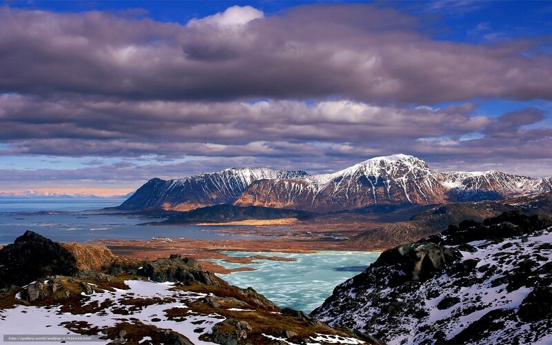 Snow-capped Mountains — Blue, Dramatic, Winter, Photograph, Frozen Lake