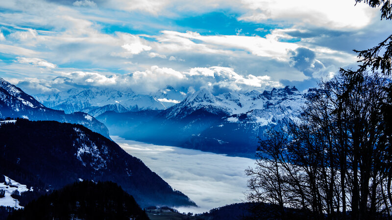 Snow-capped Mountains — Blue, Dramatic, Winter, Photograph