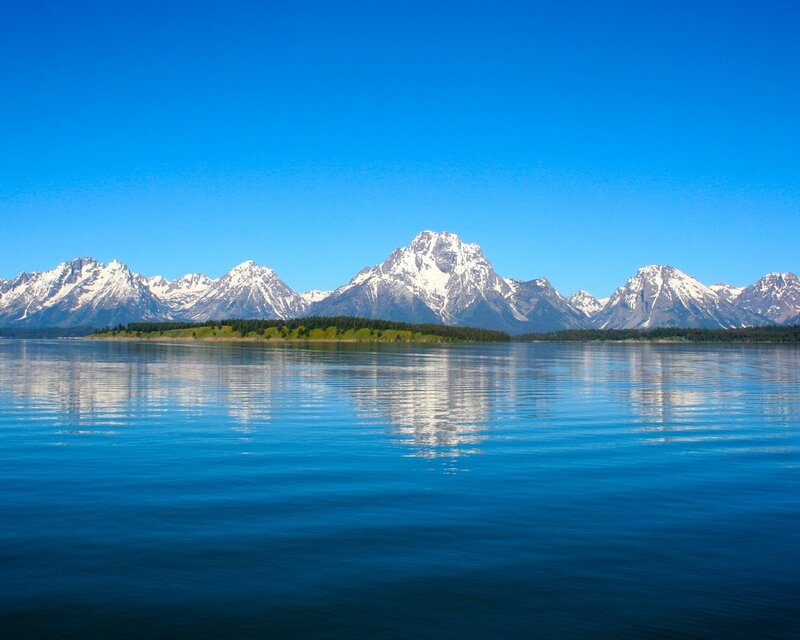 Snow-capped Mountains — Blue, Island
