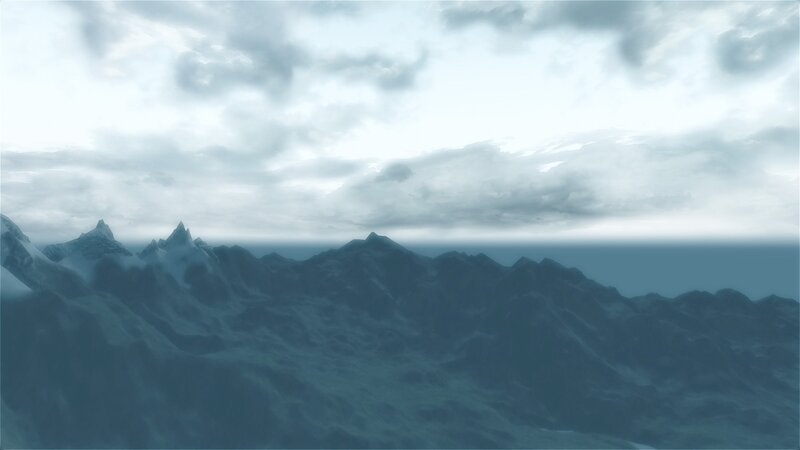 Snow-capped Mountains — Blue, Overcast